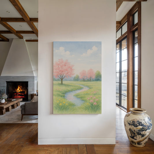 Spring Stream and Blossom Path