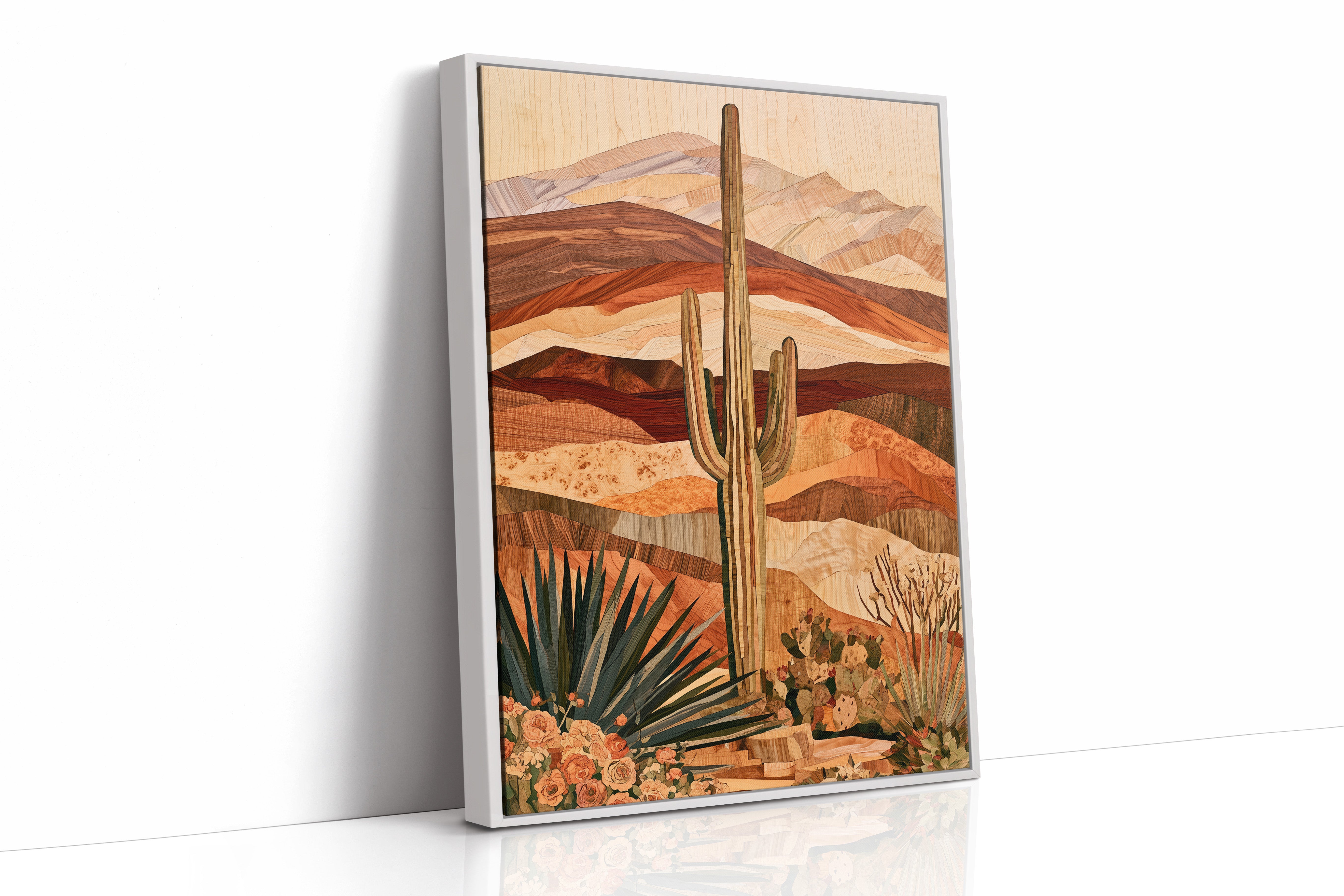 Saguaro In Wood Grain Layers