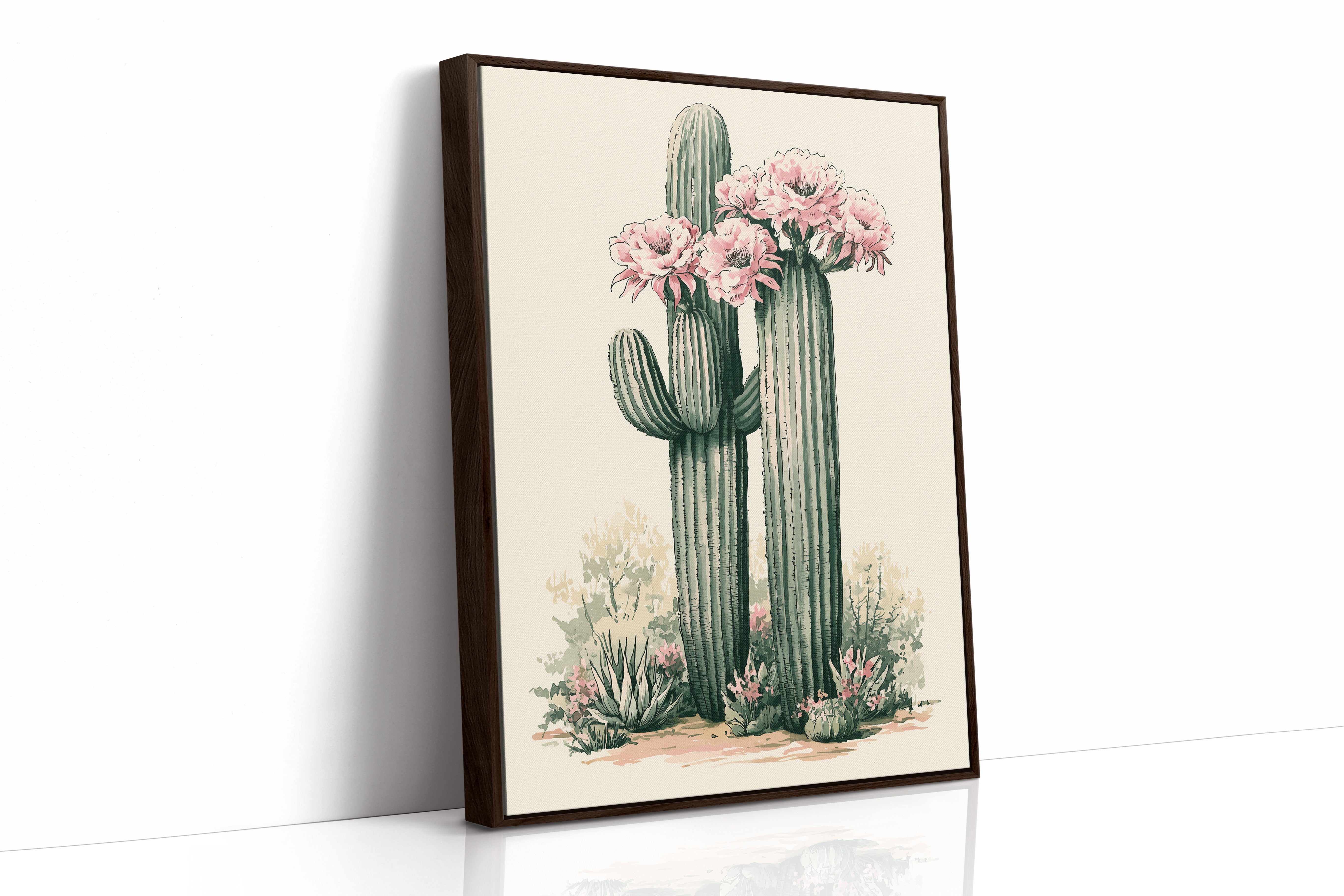 Pink Blossom Saguaro Pair