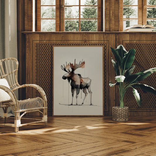 Watercolor Moose Meets Rustic Comfort