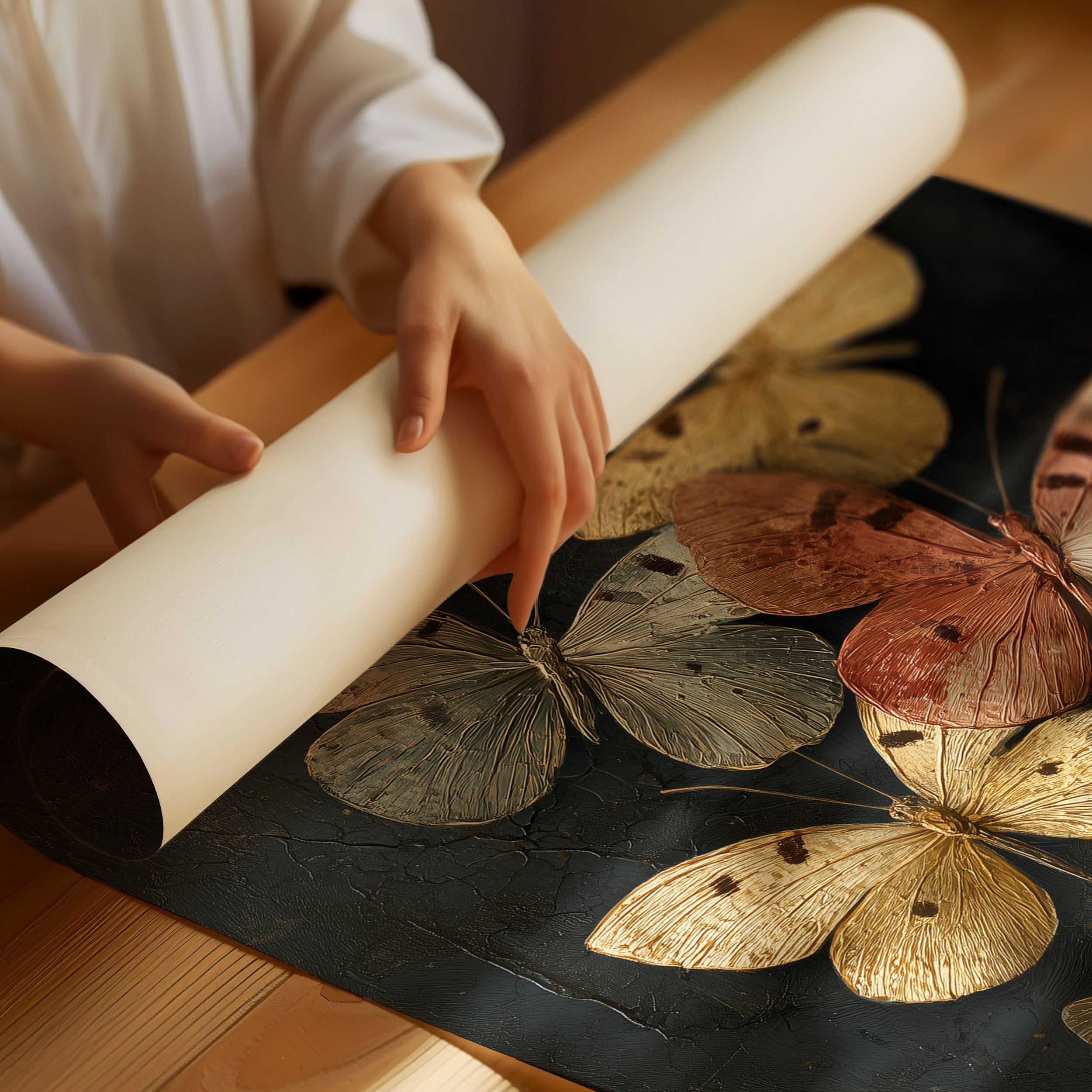Copper Wings Against Midnight Sky