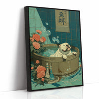 Pug's Bath Among Peach Blossoms