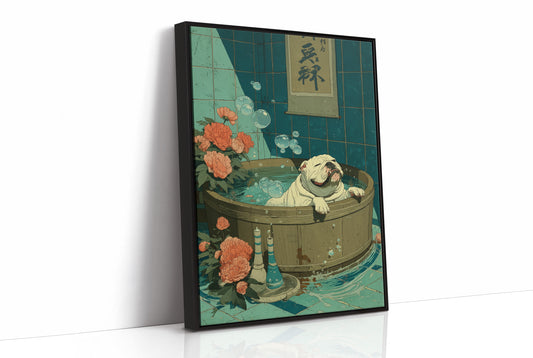 Pug's Bath Among Peach Blossoms