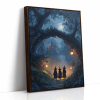 Three Figures Beneath the Moonlit Canopy