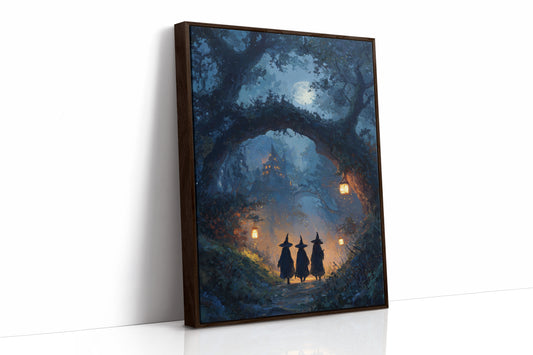 Three Figures Beneath the Moonlit Canopy