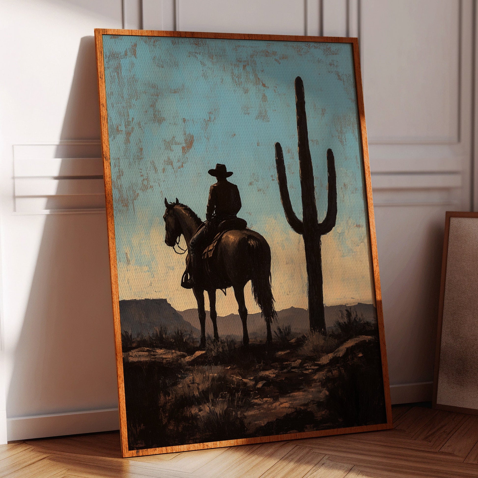 Rider and Saguaro at Dusk