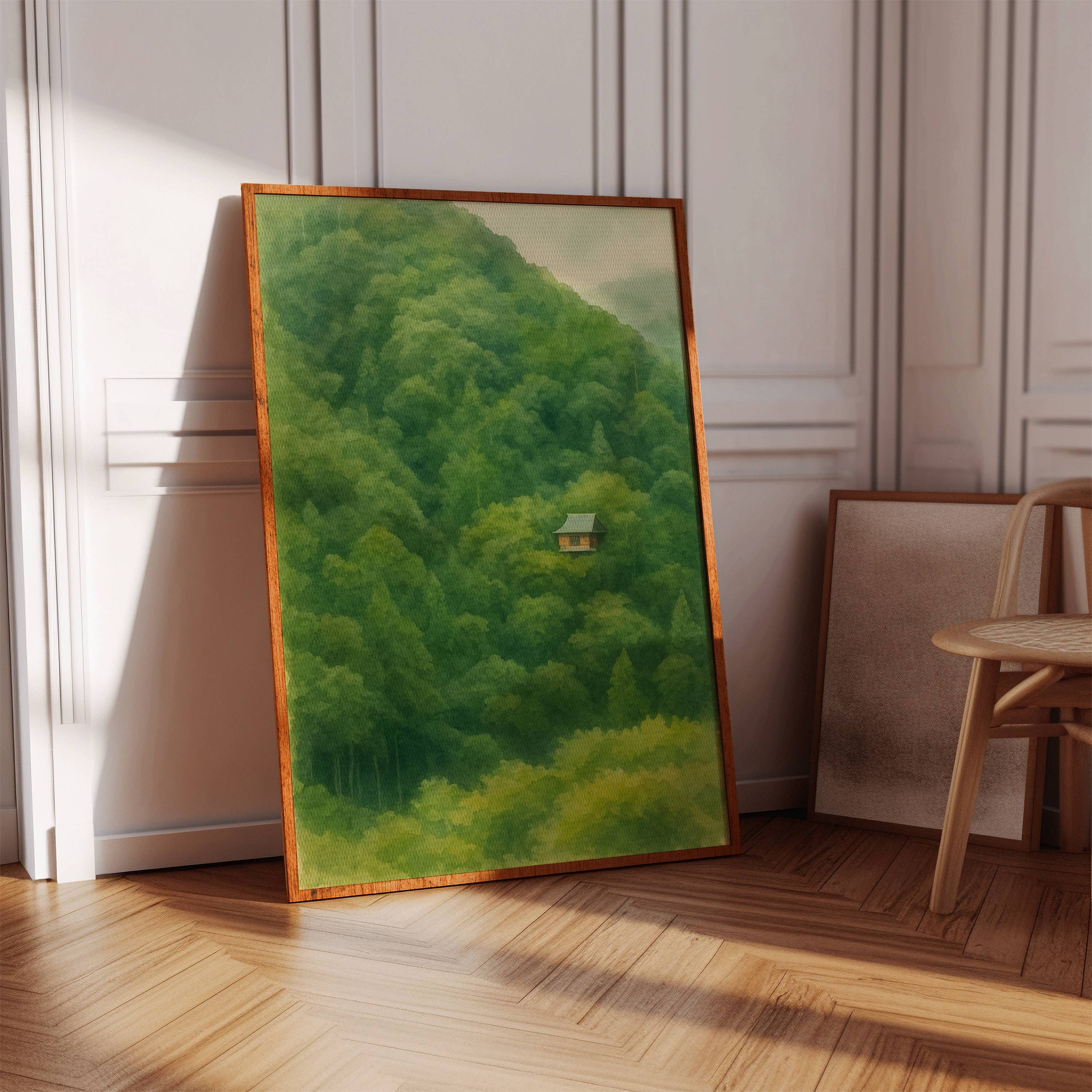 Solitary Temple Among Emerald Hills