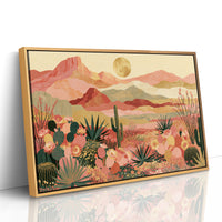 Blooming Desert Under Golden Moon