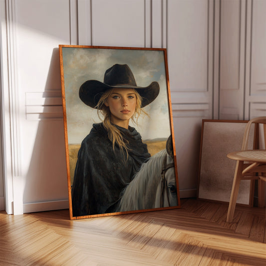 Cowgirl and Her White Horse