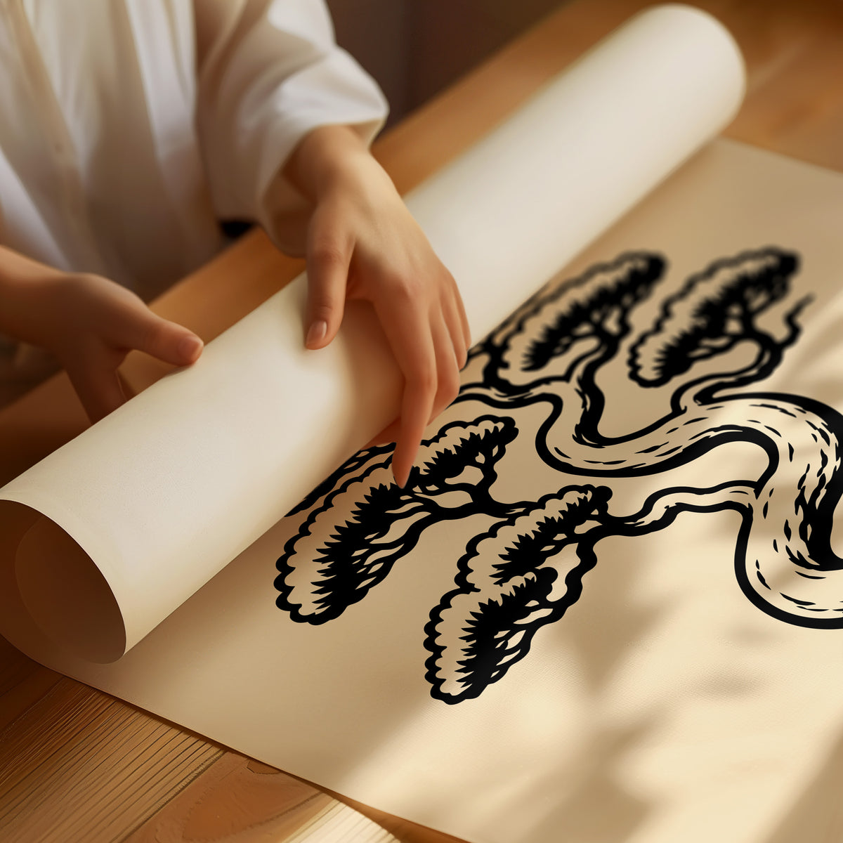 Red Kanji, Black Ink, Bonsai Bliss