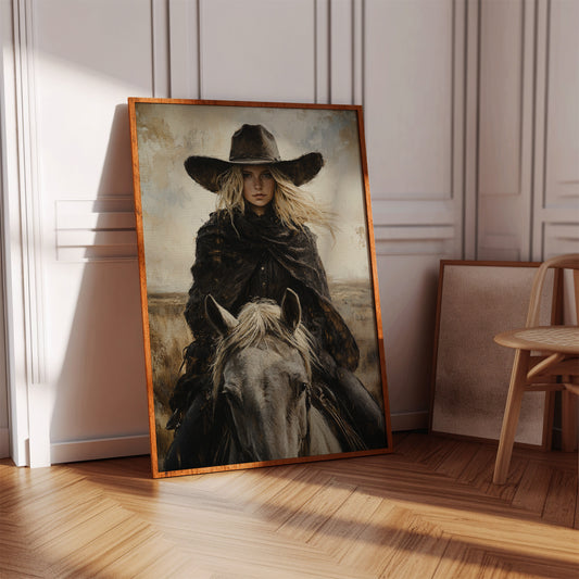 Rider in Black on White Horse