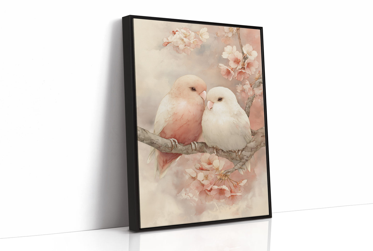 Love Birds Among Cherry Blossoms