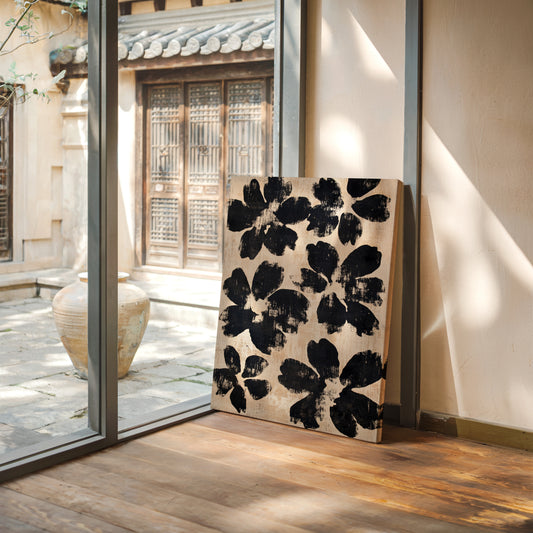 Japanese Ink Floral Print – Bold Brushstroke Blossom Wall Art