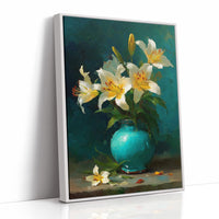White Lilies in a Turquoise Vase