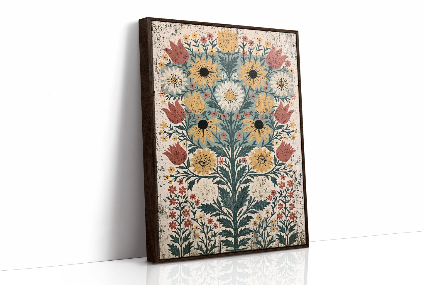 Black-Eyed Susans on Weathered Wood