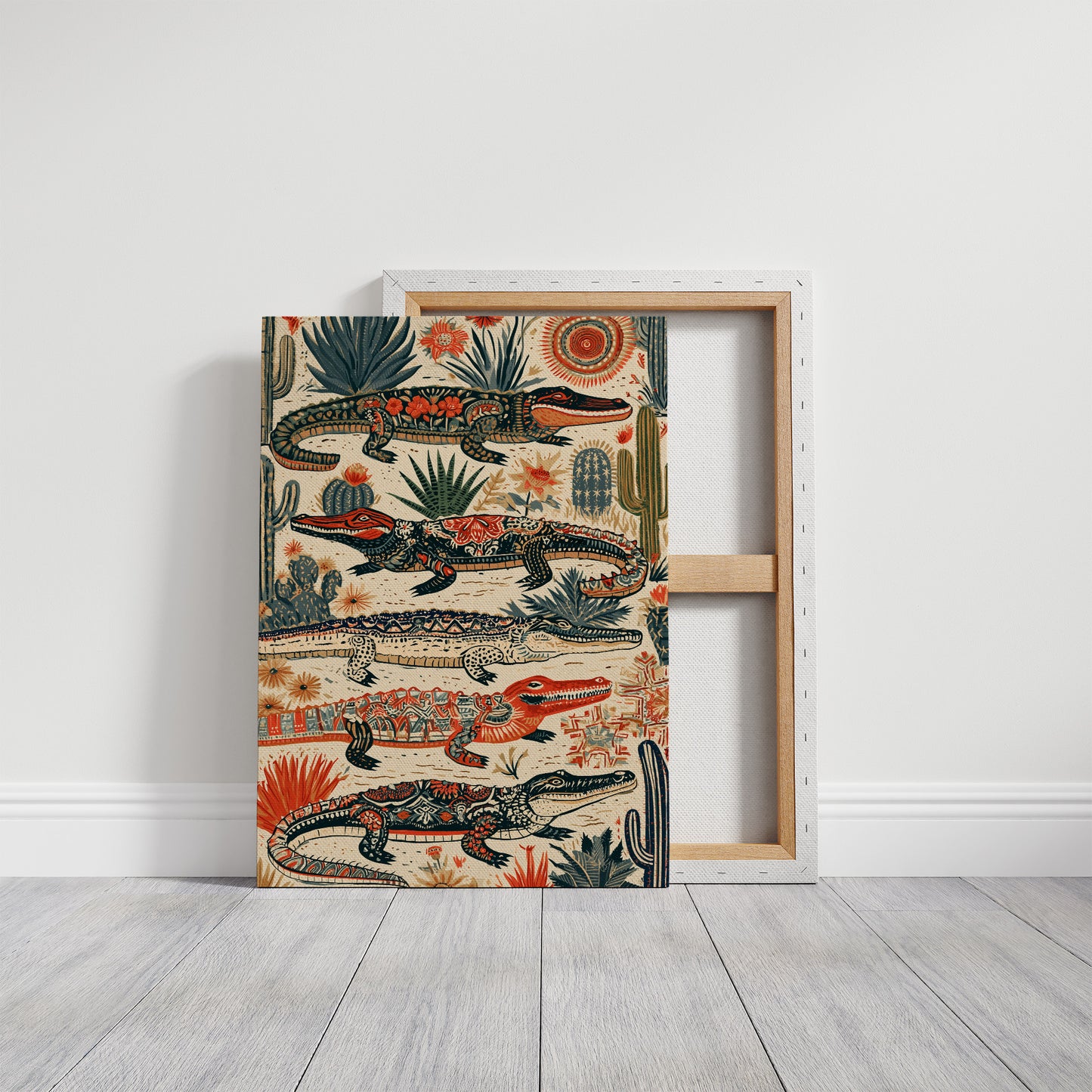 Desert Alligators in Folk Pattern