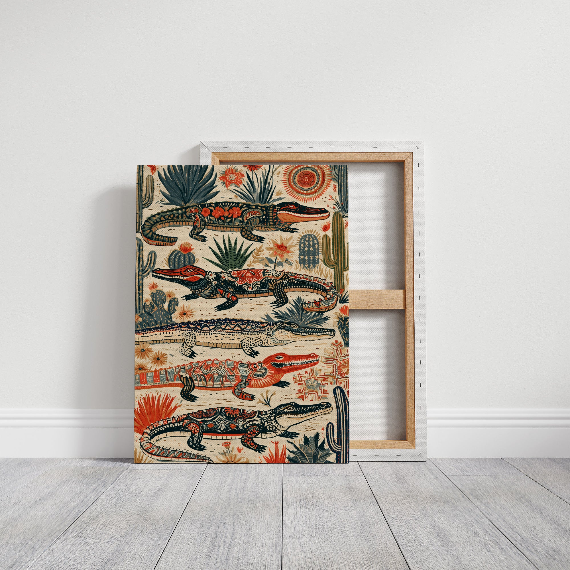 Desert Alligators in Folk Pattern