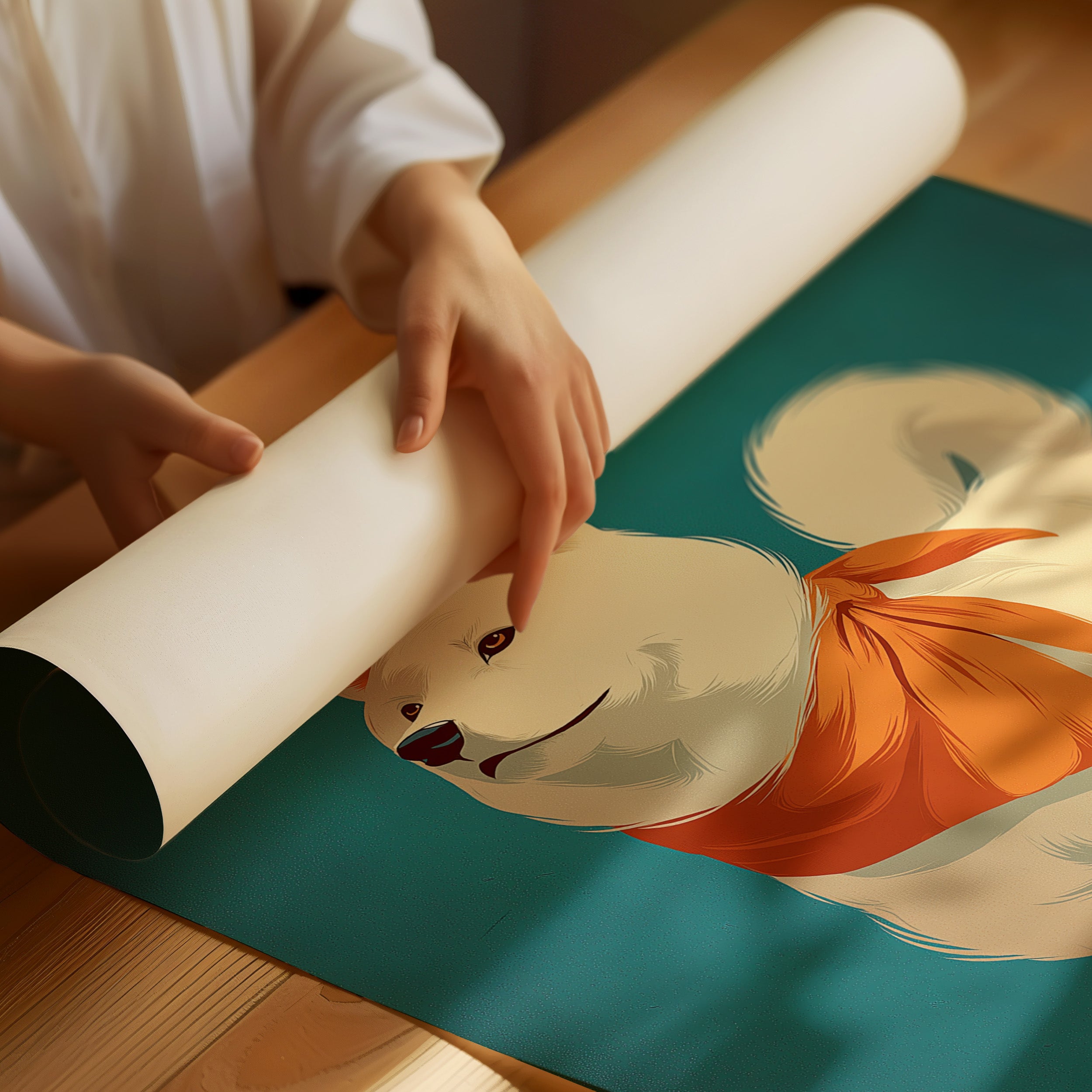 Loyal Companion in Teal and Tangerine
