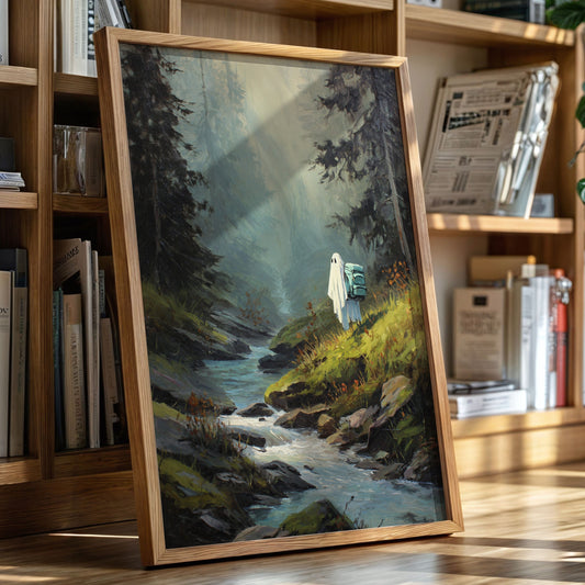 The Hiker Beneath Misty Pines
