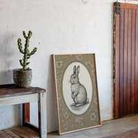 Victorian Rabbit in Floral Frame