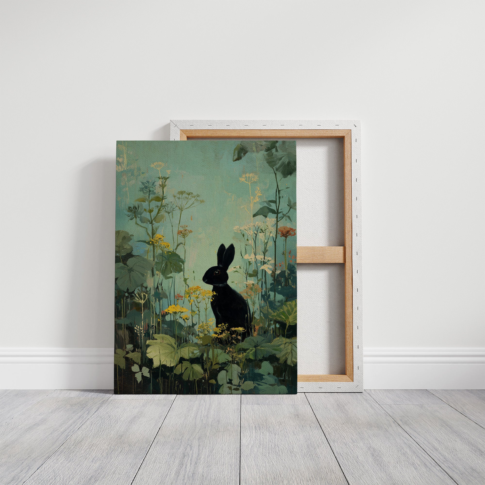 Midnight Hare Among Wildflowers