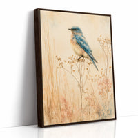 Bluebird in the Dried Wildflowers