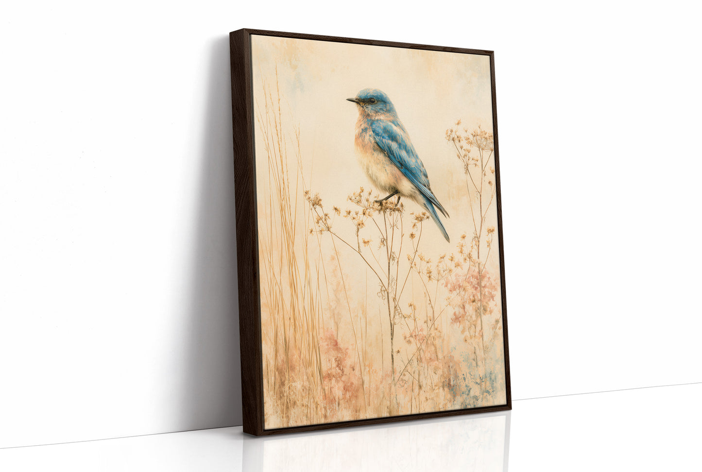 Bluebird in the Dried Wildflowers