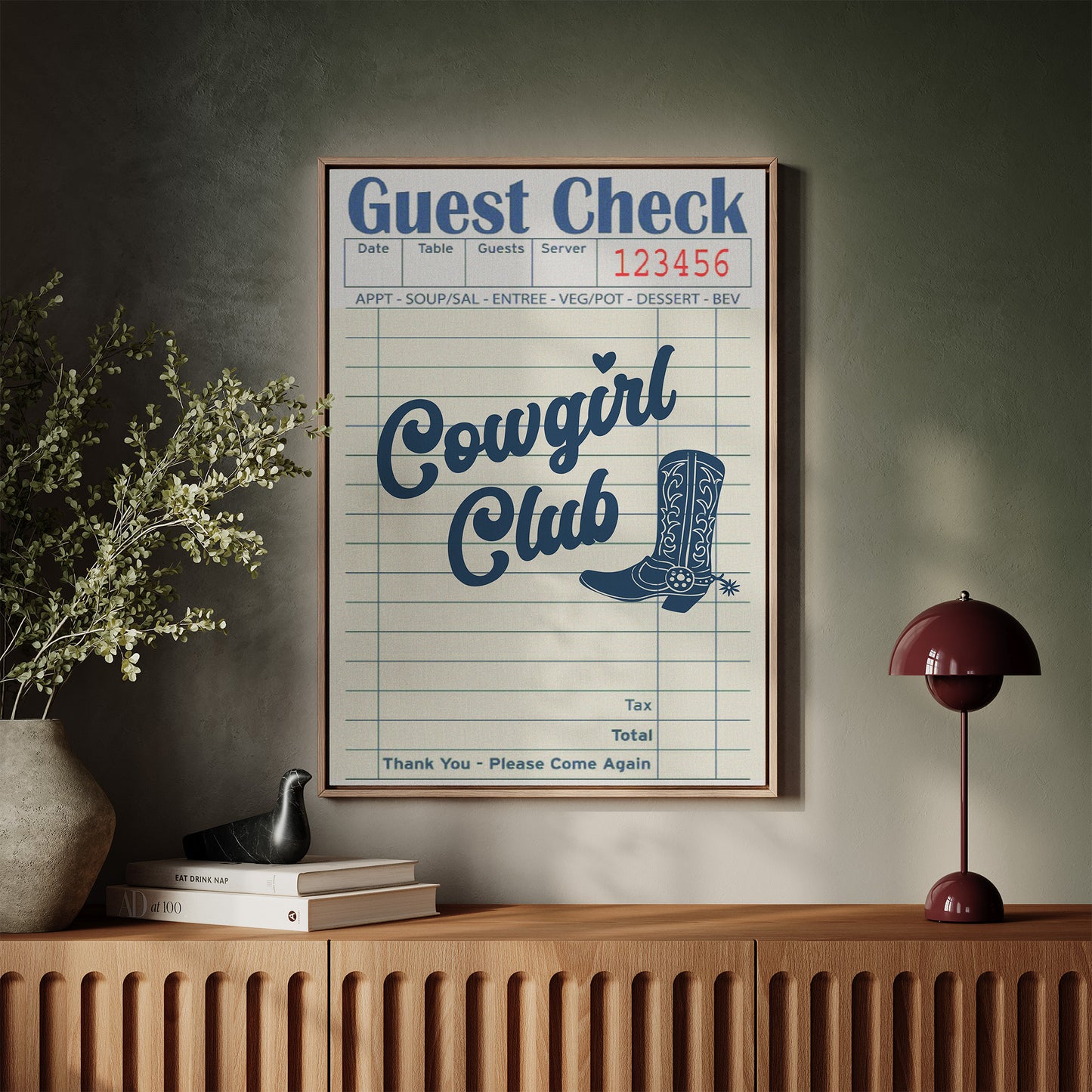 Cowgirl Club Guest Check Print – Vintage Western Wall Art