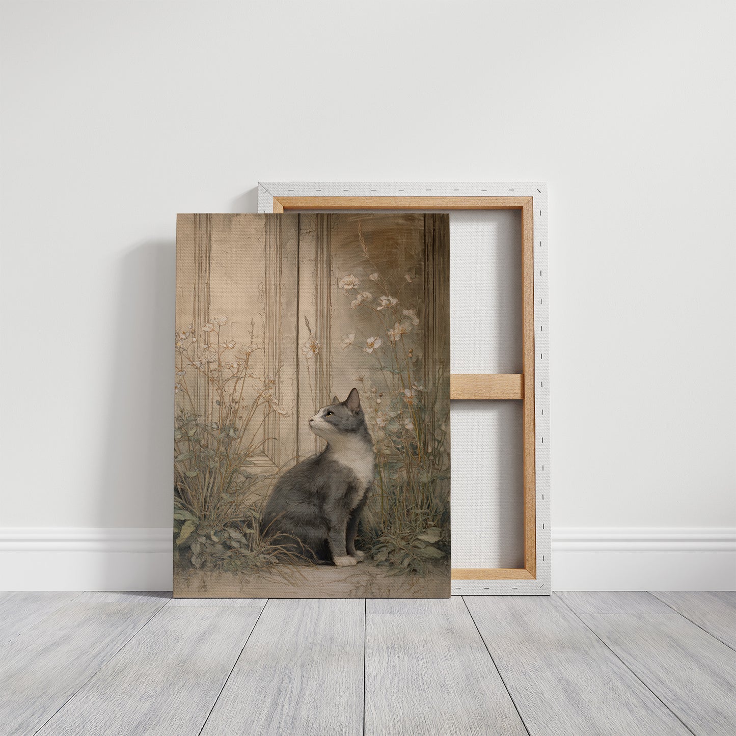 Feline Gazes Through Garden Windows