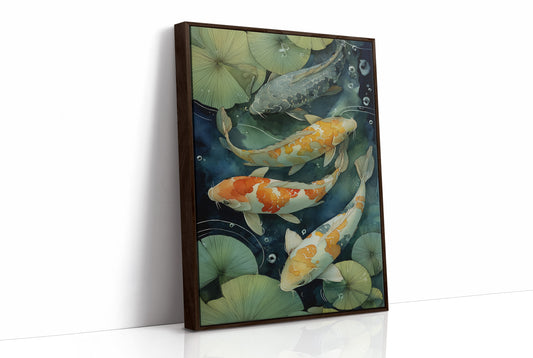 Koi Dance Below Lily Shadows