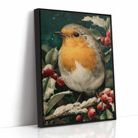 Robin in the Holly Snow