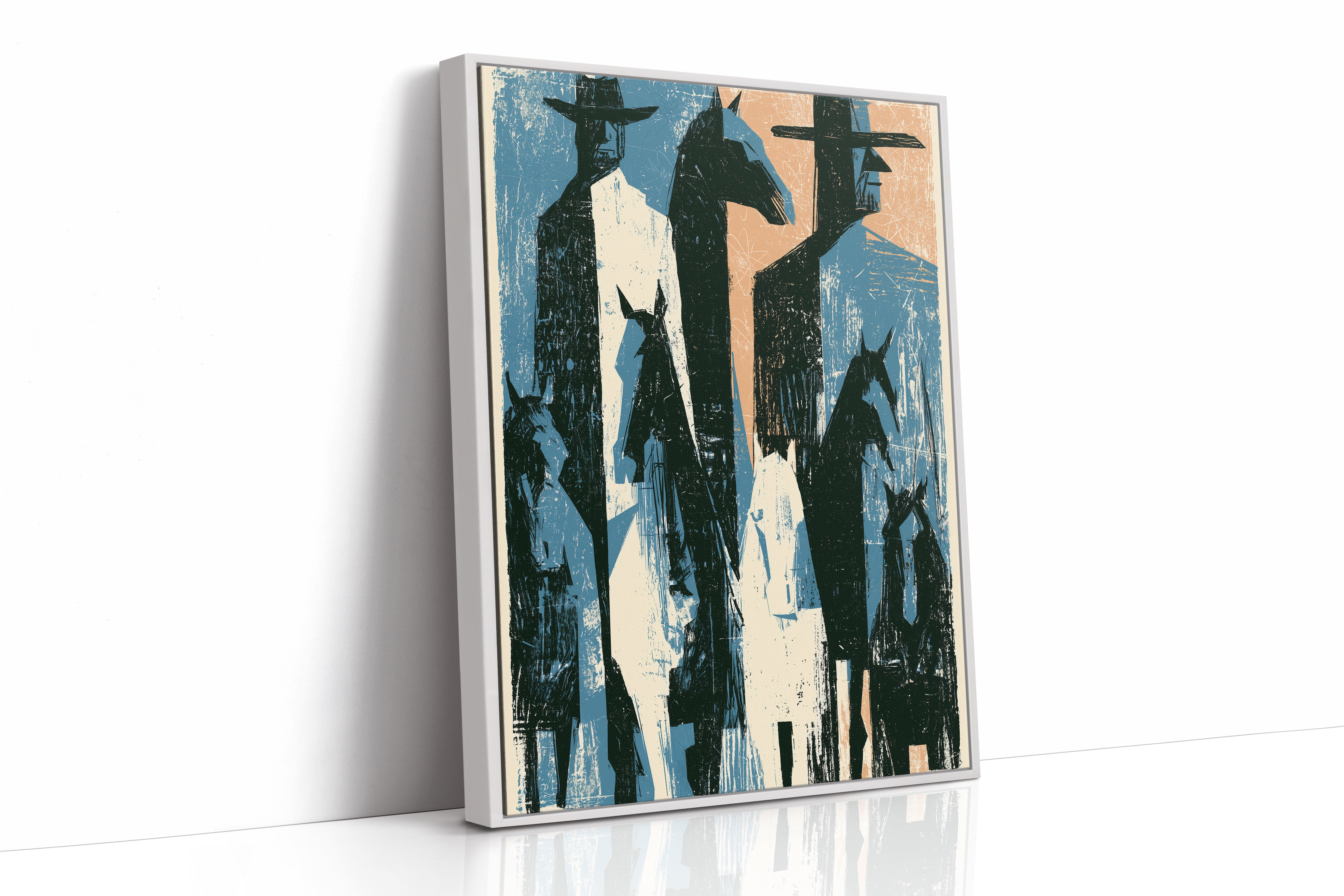 Two Riders Block Print
