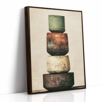 Stacked and Weathered: Four Urns of Earth and Rust