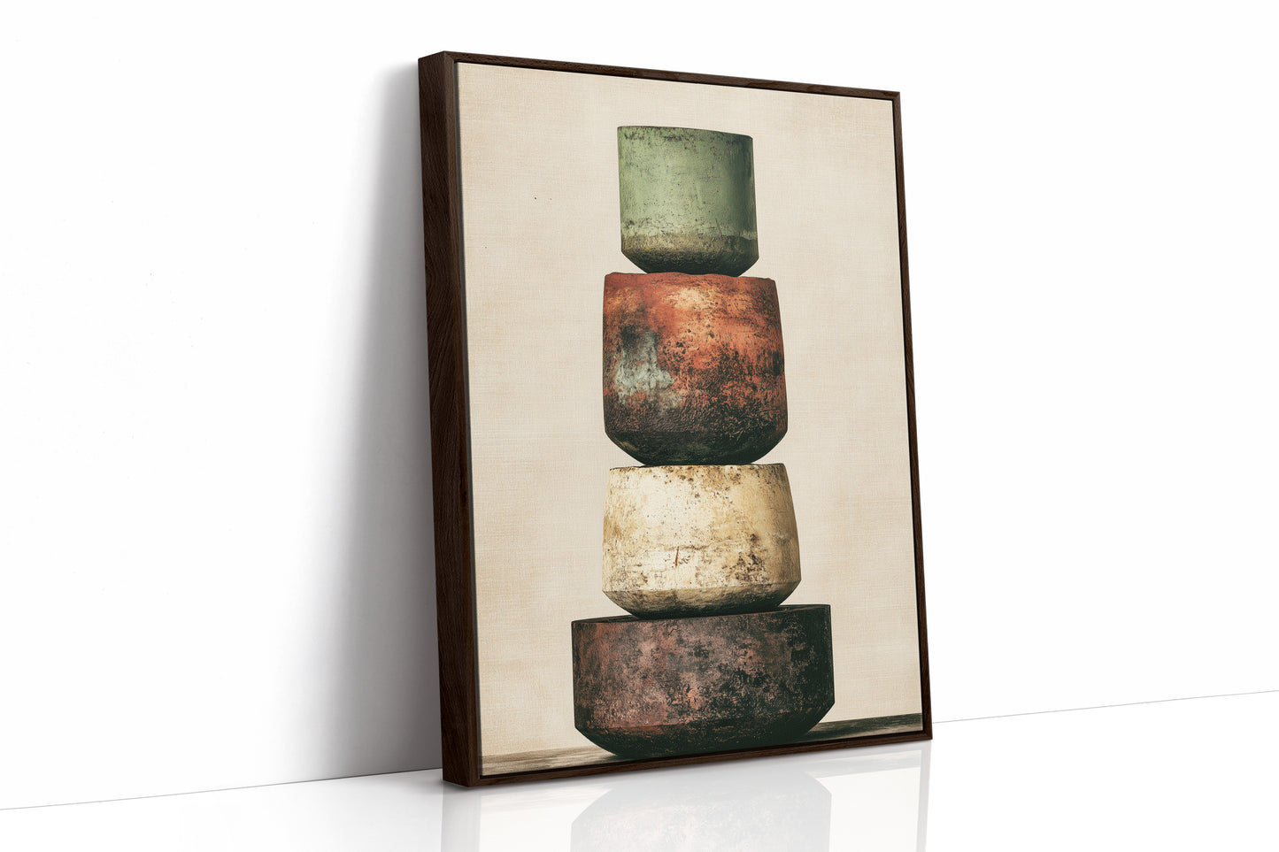 Stacked and Weathered: Four Urns of Earth and Rust