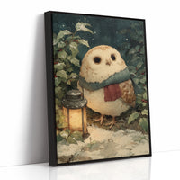 Owl with Lantern, Winter Night
