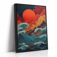 Ocean Flames Dance Under Crimson Moon