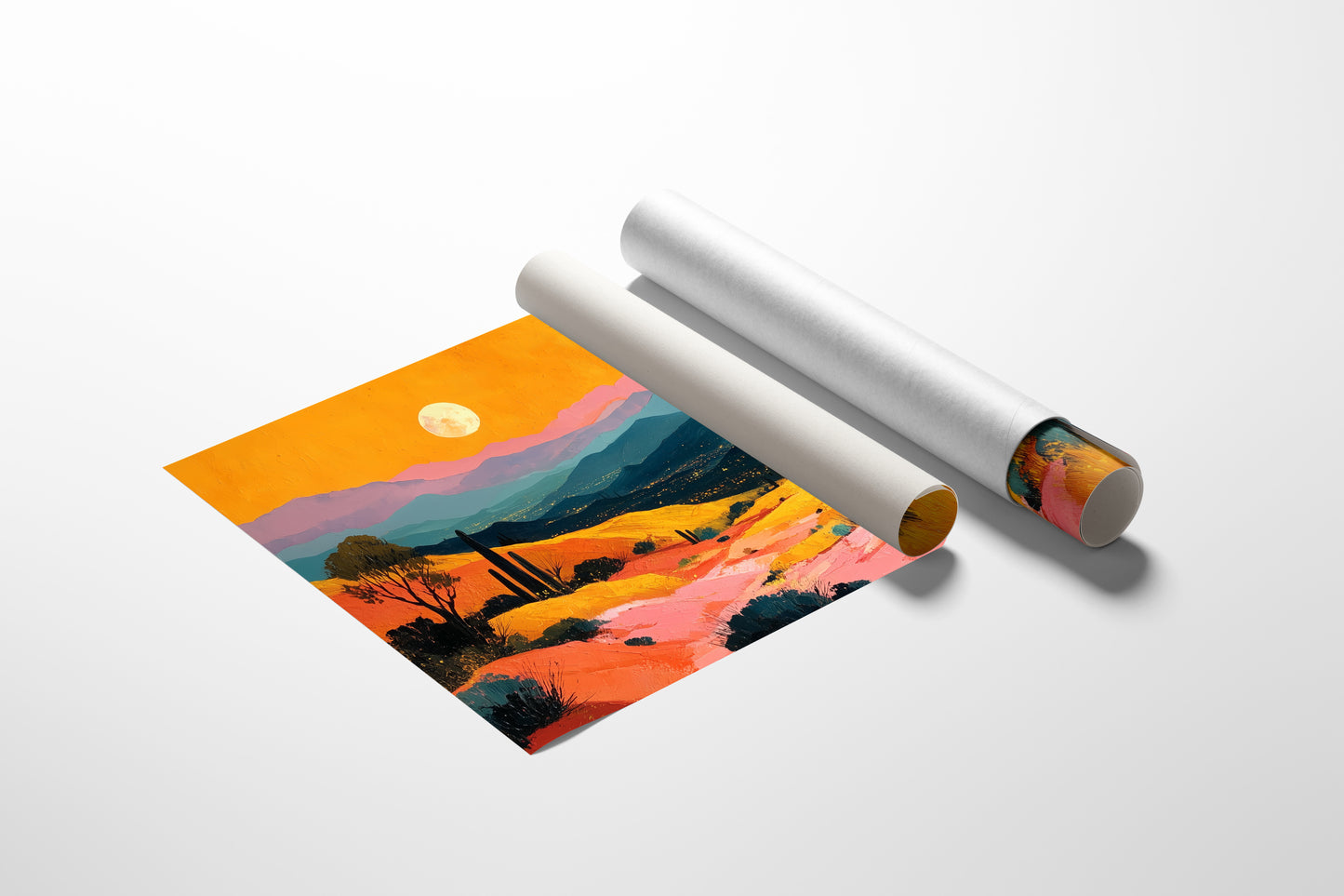 Valley Lights Beneath Moonlit Saguaros