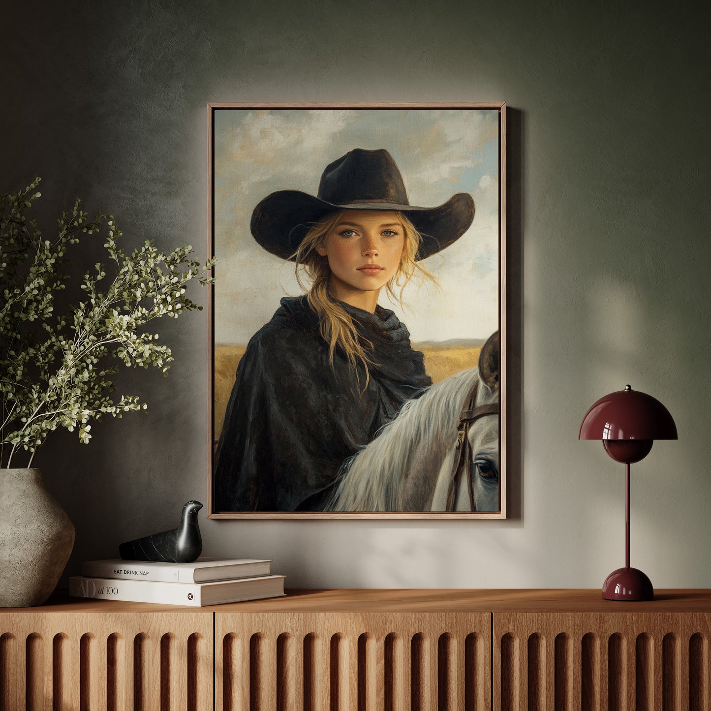 Cowgirl and Her White Horse