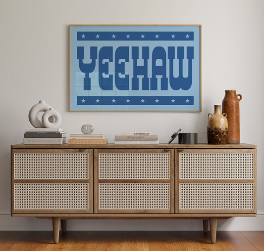 Yeehaw Western Rodeo Shout in Blue