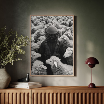 Astronaut Among the Sheep