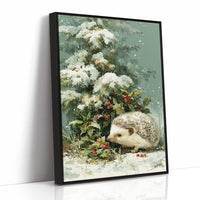 Hedgehog Beneath Snowy Pine