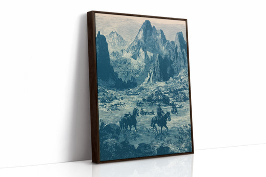 Riders Through the Rockies: Vintage Engraving