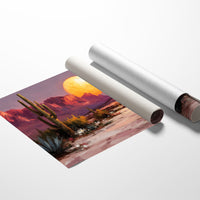 Saguaros Dance Under Golden Moonrise