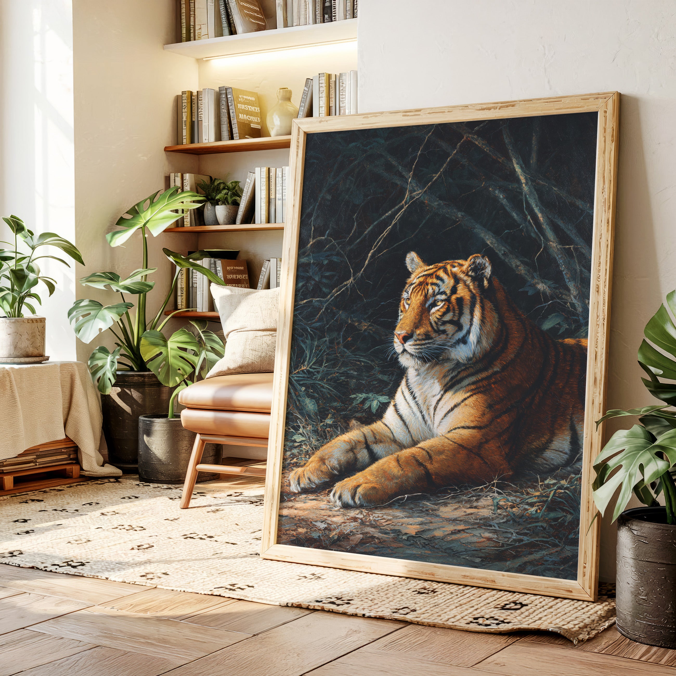 Regal Tiger Against Midnight Marble