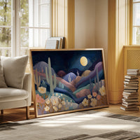 Desert Cosmos Blooms Under Moonlight