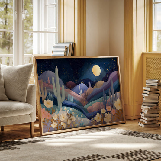 Desert Cosmos Blooms Under Moonlight