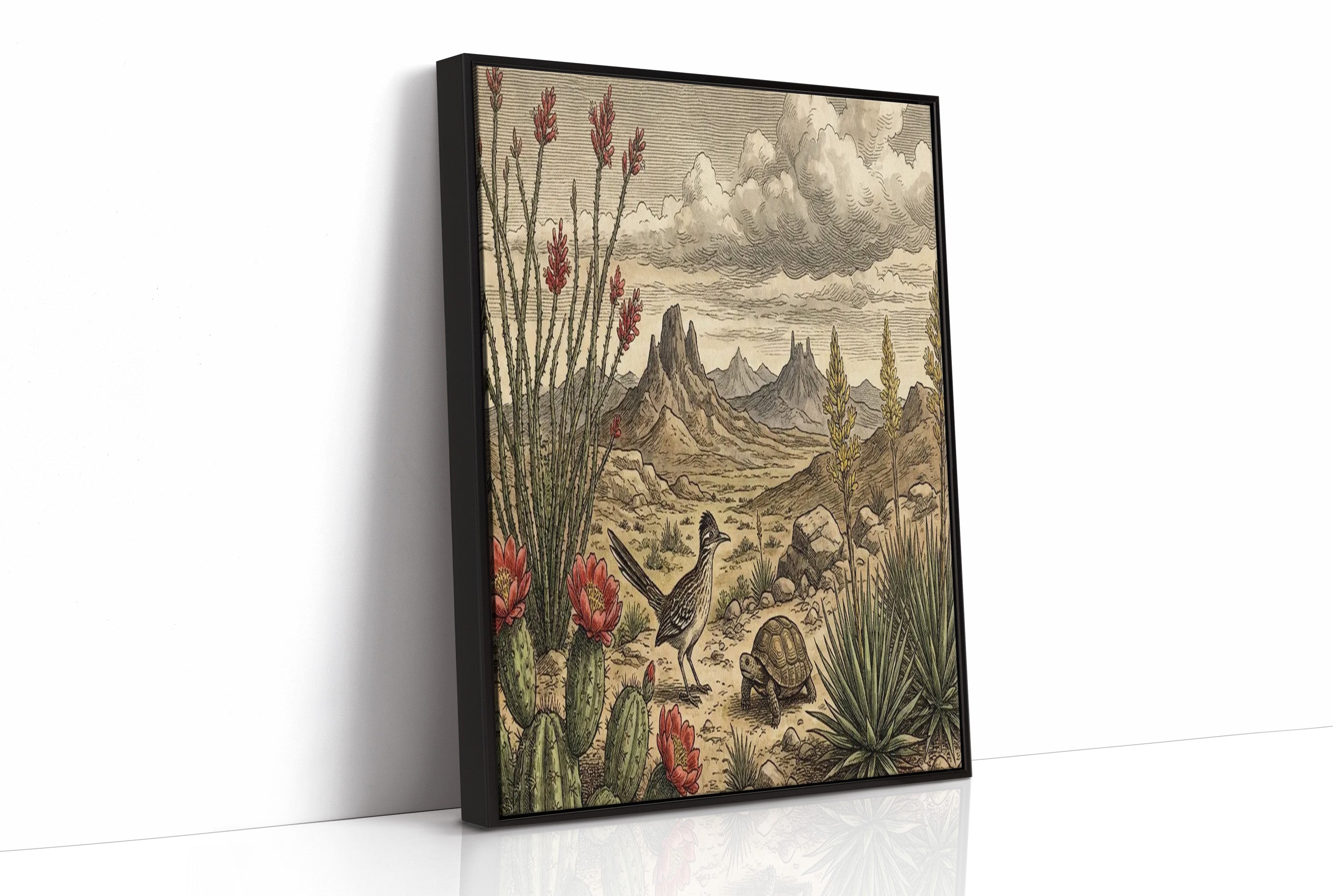 Desert Roadrunner and Tortoise