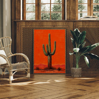 Lone Saguaro Against Desert Flame