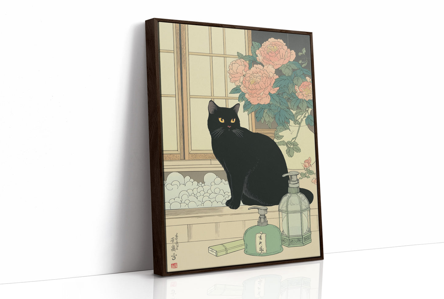 Black Cat Meets Pink Peony Tales