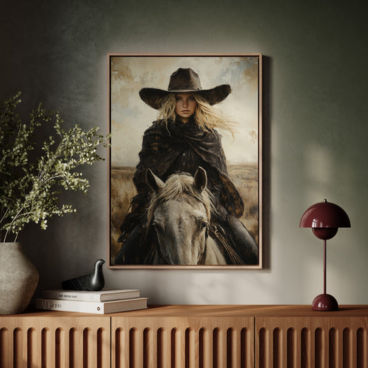 Rider in Black on White Horse
